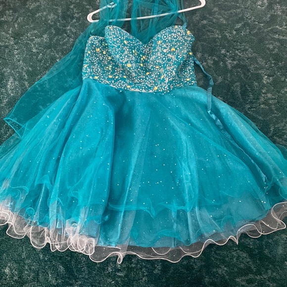 Teal short dress - Picture 1 of 2